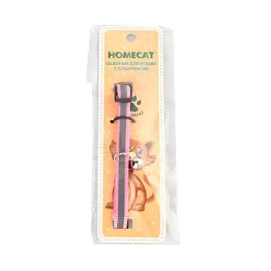 Homecat ошейник для кошек с бубенчиком розовый