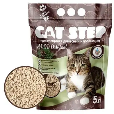 Cat Step Wood Original наполнитель для кошек комкующийся растительный