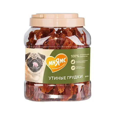 Купить Мнямс лакомства для собак Утиные грудки в банке